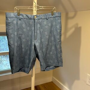 Peter Millar Lake Blue Carborro Palm Print Performance Shorts size 36